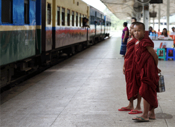 Train journey in Yangon, Myanmar